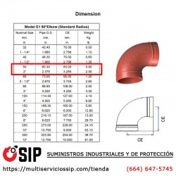 Codo Ranurado 90 de 2" Listado y Aprobado UL/FM