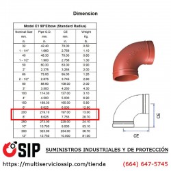 Codo Ranurado 90 de 8" Listado y Aprobado UL/FM