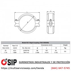 Cople Rígido Ranurado de 1-1/4" Listado y Aprobado UL/FM