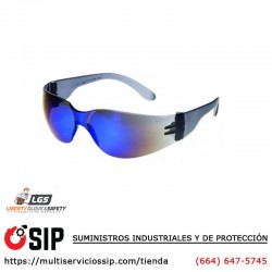 Lentes de Seguridad, Espejo Azul, Marco Negro, iNOX 1715BM