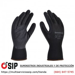 Guante de Nylon Negro Recubierto con Látex en Palma DermaCare 51-975